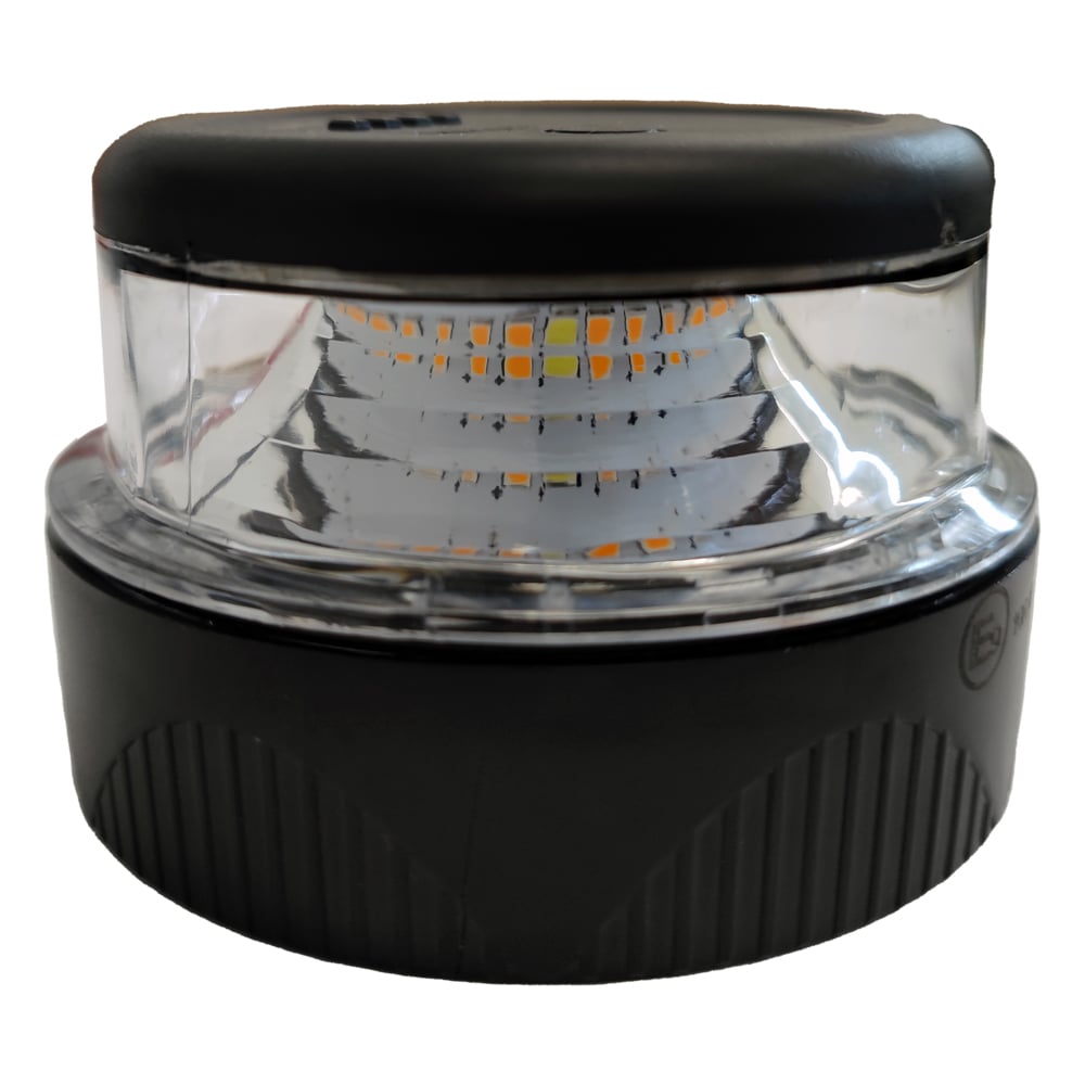 Blikací světlo žluté s nouzovými bateriemi 4 funkcemi