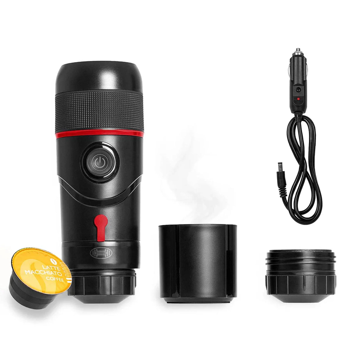 Cestovný kávovar s kapsulami a mletou kávou pre 12V