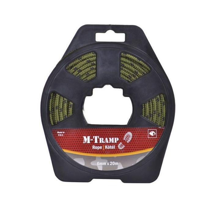 Turistické lano, černé/zelené 6 mm x 20 m