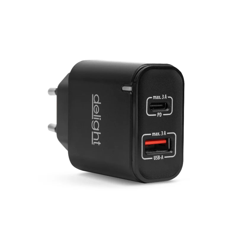 Adaptér nabíječky pro telefony USB-A + USB-C s rychlonabíjením PD20W