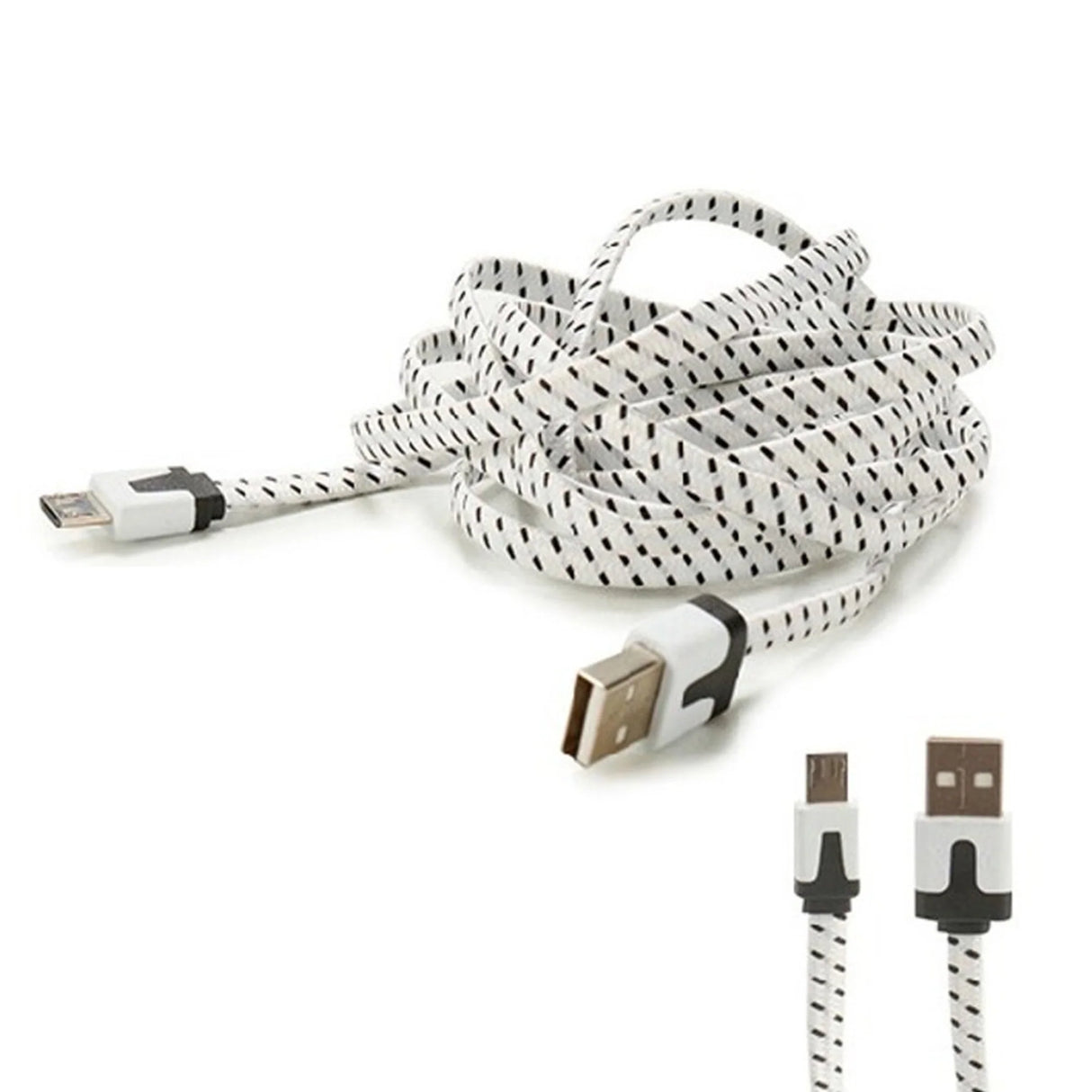 Micro USB-B datový a nabíjecí kabel 2 m černobílý