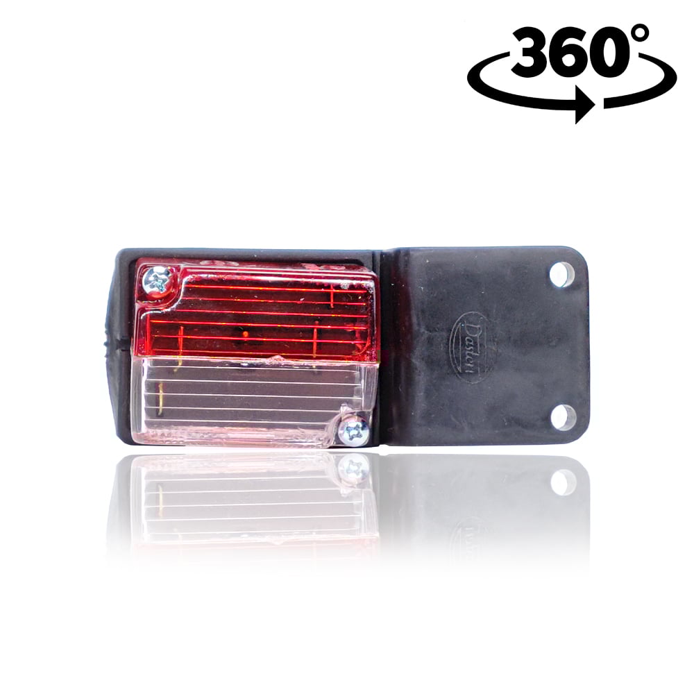 Světelný blok ve tvaru krychle, červeno-bílý, s gumovým podstavcem