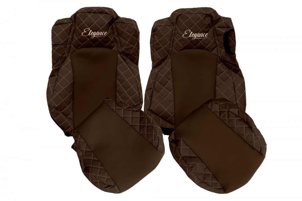 Autosedačkový potah se stepovaným vzorem pro MB Actros MP4/5 - skládací sedadlo pro spolujezdce - hnědá
