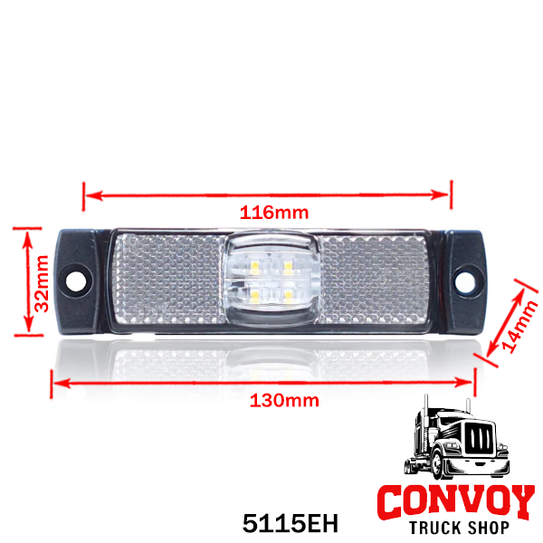 Poziční světlo boční střední LED lampa s držákem.