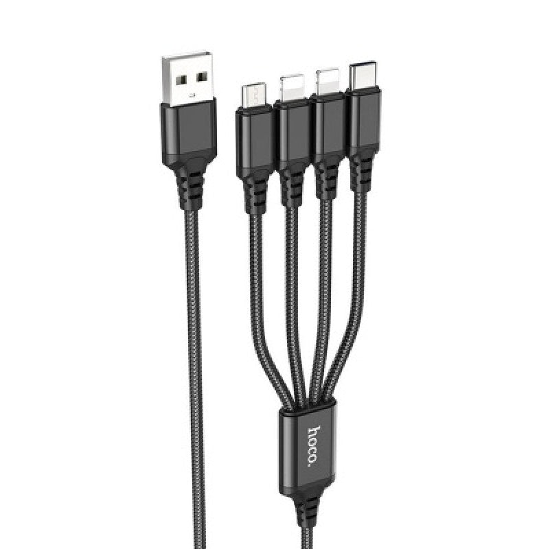 Usb kabel 4v1 (Lightning/Type-C Micro USB) černý 1m X76