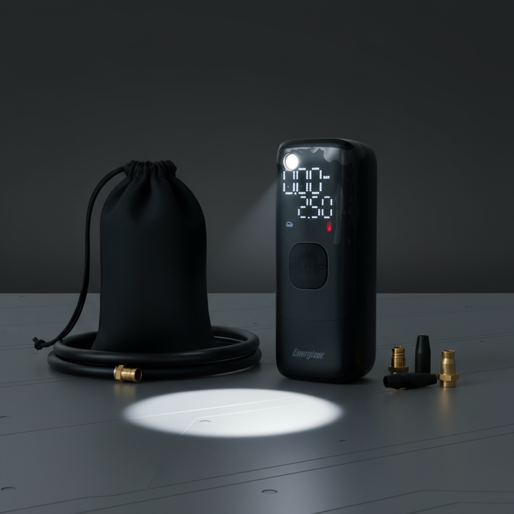 Mini kompresor a powerbanka s LED svítilnou