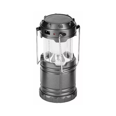 Kempingová lampa s bateriovým dobíjením, solárním panelem, magnetickým
