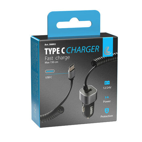 Rychlonabíječ USB typu C do zapalovače s 1 USB portem 3000mA 12/24V
