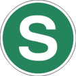 Malá samolepka S (zelený kruh) 13 cm
