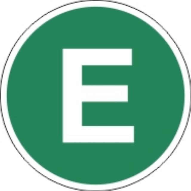 Nálepka E EUR4 v zeleném kruhu bílá E