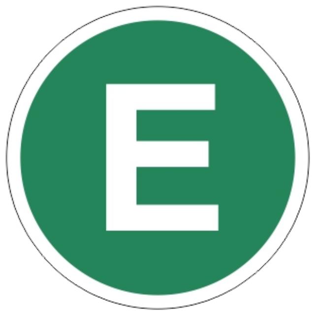 Nálepka E EUR4 v zeleném kruhu bílá E