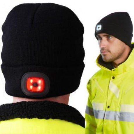 Svítící čepice s dvojitými LED světly, dobíjecí pomocí USB