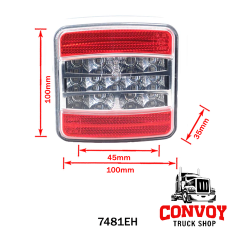 Zadní světla na přívěsný vozík LED 3-funkční hranatá