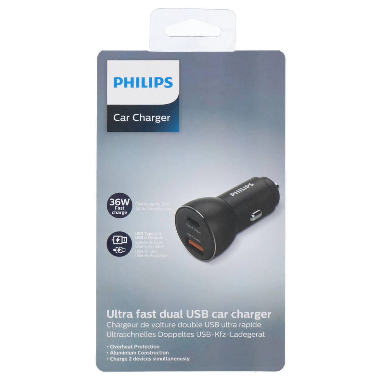 Autonabíječ do zapalovače s rychlým nabíjením USB A+C 36W