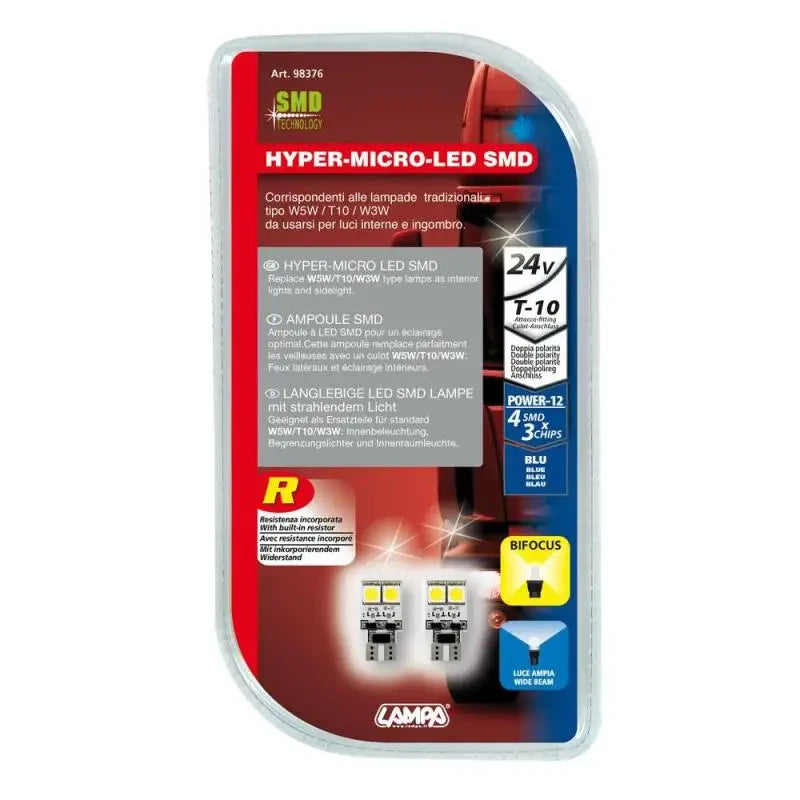 LED autožárovka T10 Hyper-Led modrá 2ks