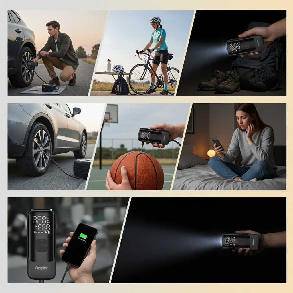 Mini kompresor a powerbanka s LED svítilnou